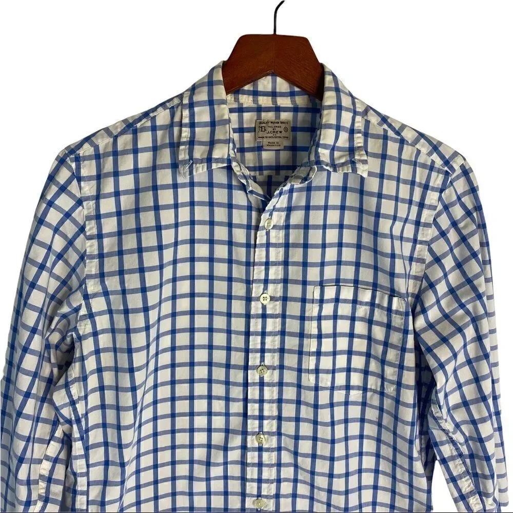J.Crew Button Down Woven Shirt Men's Small Long Sleeve Blue White Check 34637
